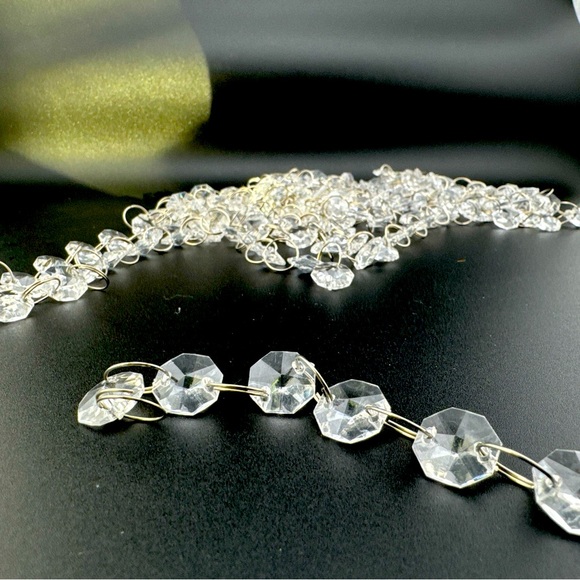 Salvaged Strands Graduated Clear Octagon Prism Chandelier Crystal Garlands Set - Picture 1 of 2